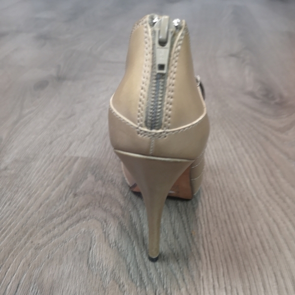 Vintage Jean Michel Cazabat re-owned NUDE lace up platform open toe shoes - Picture 4 of 7